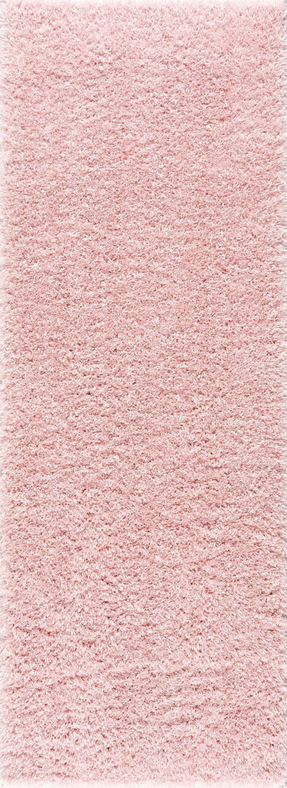 Faina Solid Pink Shag Rug Washable