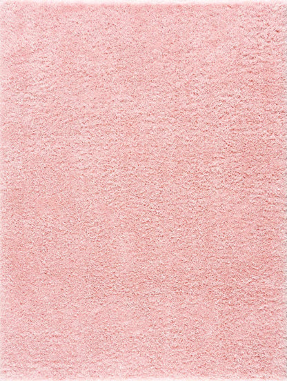 Faina Solid Pink Shag Rug Washable