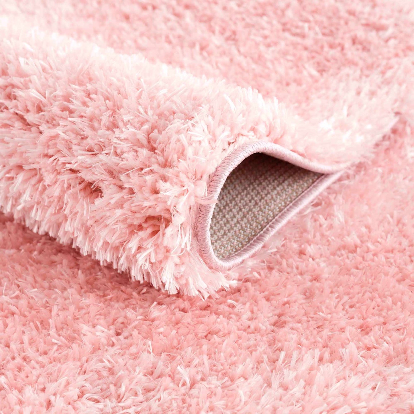 Faina Solid Pink Shag Rug Washable