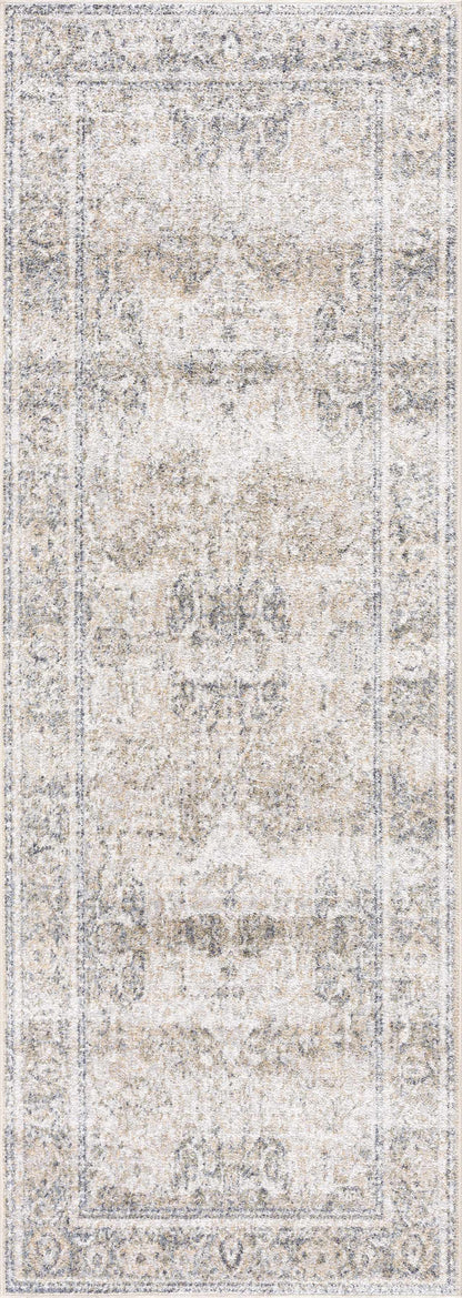 Arias Cream & Blue Washable Area Rug