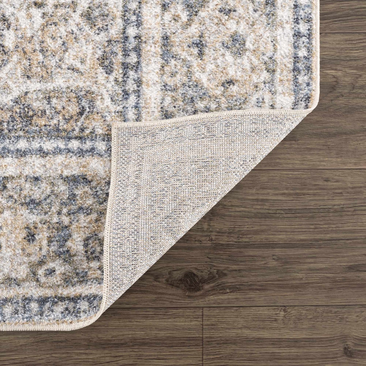 Arias Cream & Blue Washable Area Rug