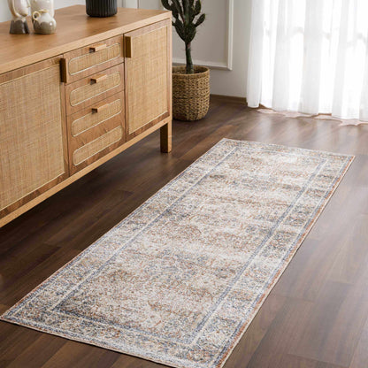 Arias Beige Blue Washable Area Rug