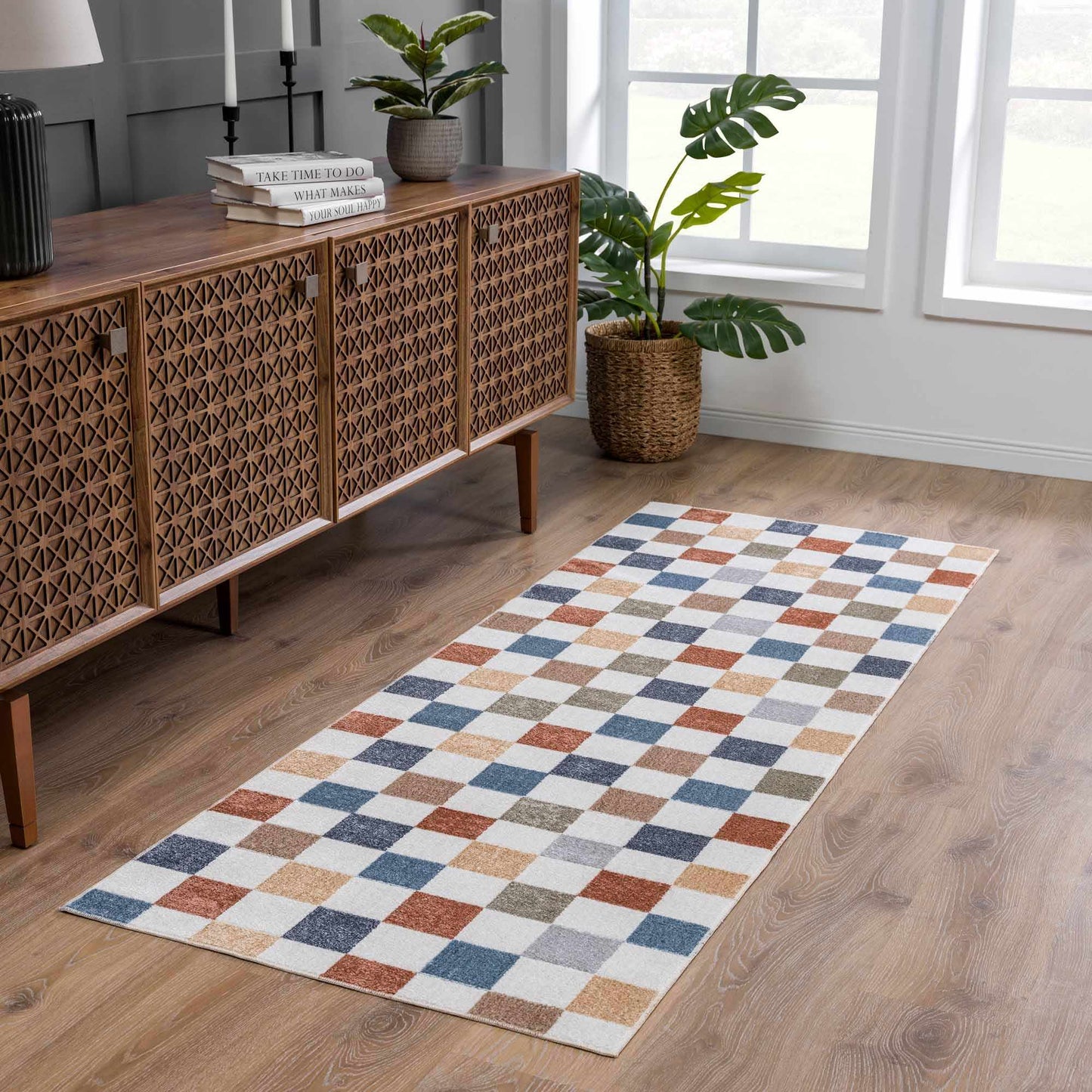 Alie Colorful Checkered Washable Rug