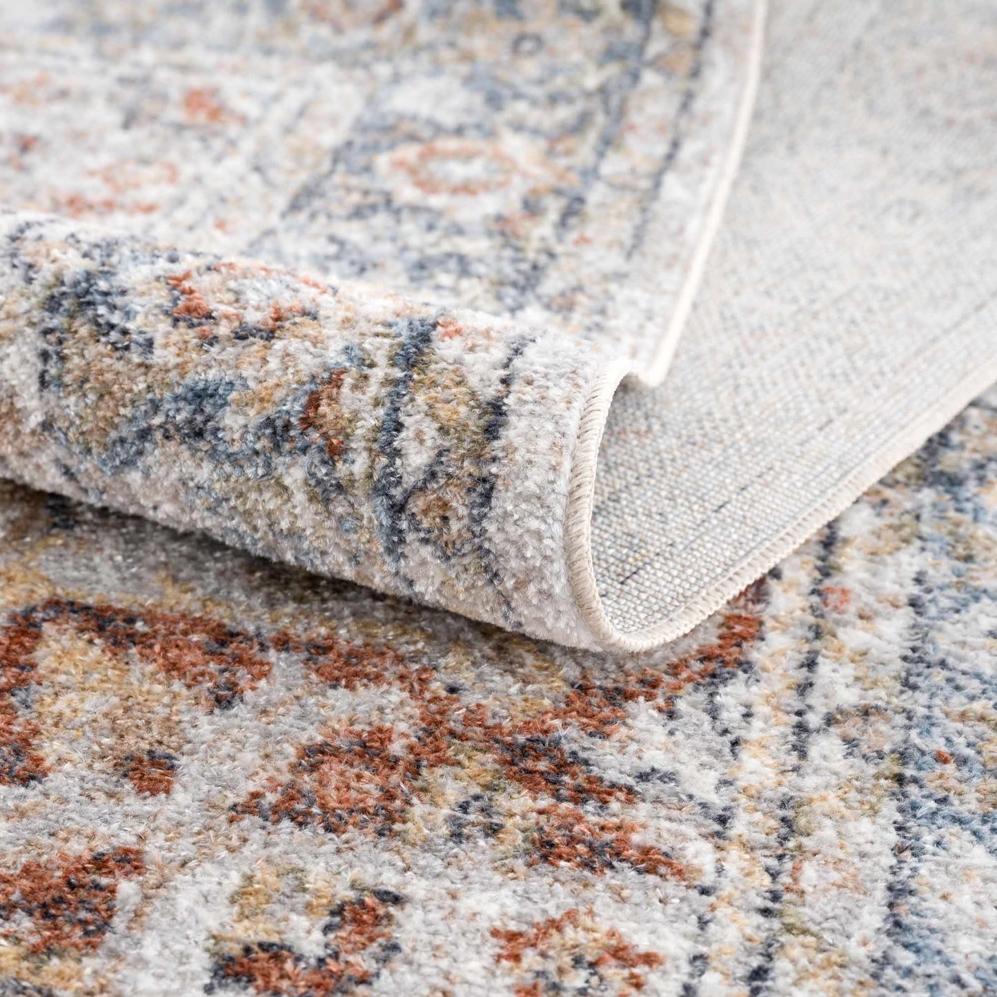 Akram Gray & Orange Washable Area Rug - Clearance