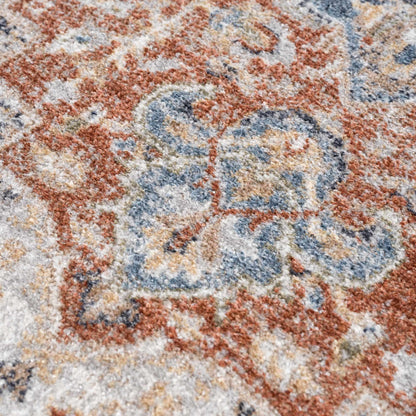 Alfombra lavable en gris y naranja Akram - Liquidación