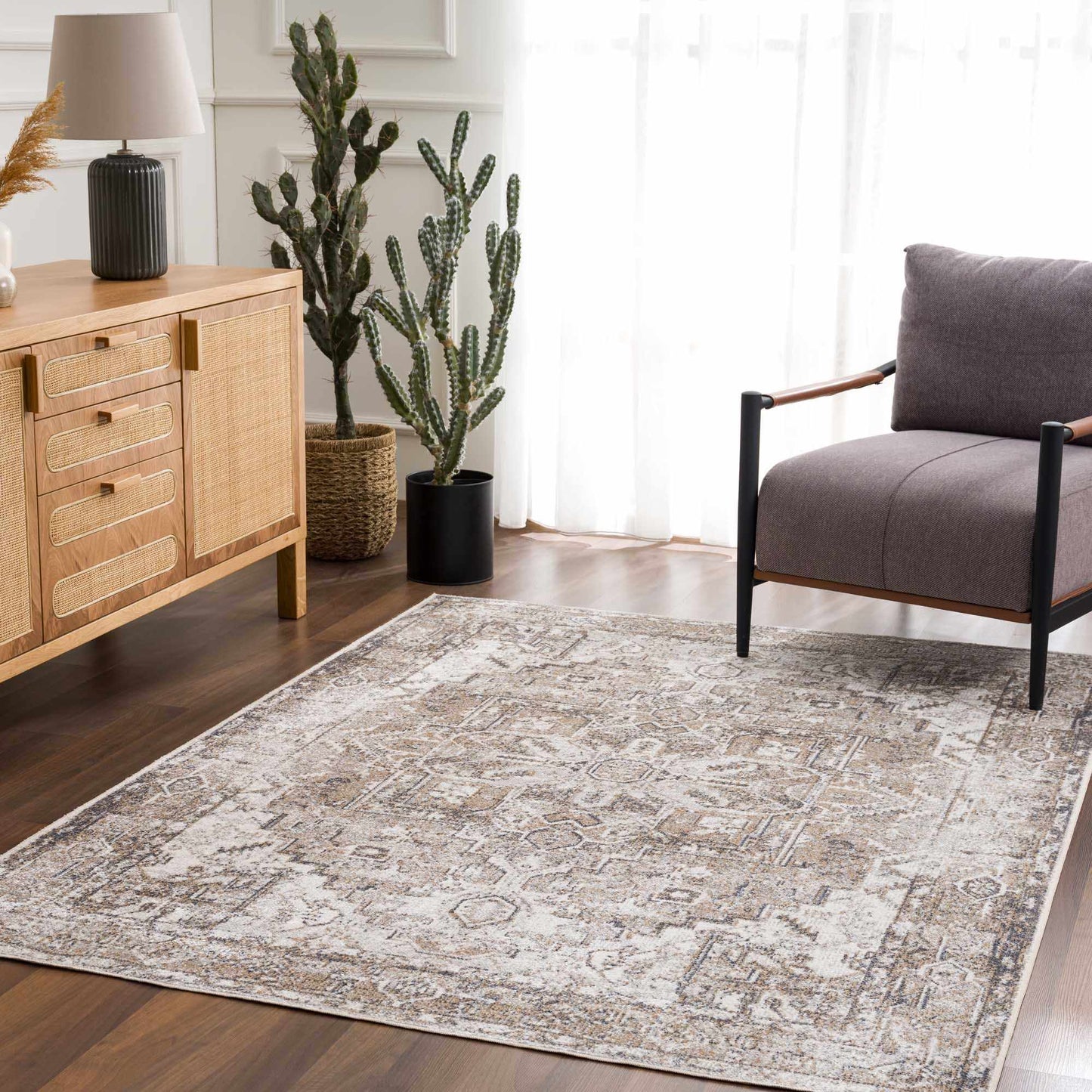 Hera Brown&Cream Washable Area Rug