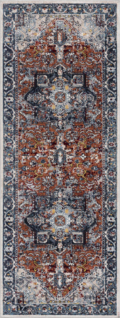 Cabacungan Blue & Rust Washable Area Rug - Clearance