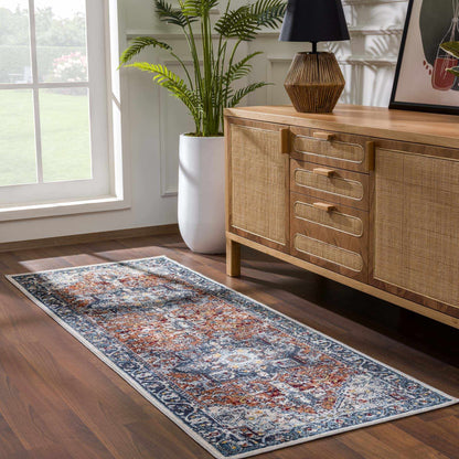 Cabacungan Blue & Rust Washable Area Rug - Clearance