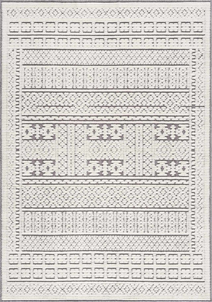 Bahar Cream & Gray Washable Area Rug - Clearance