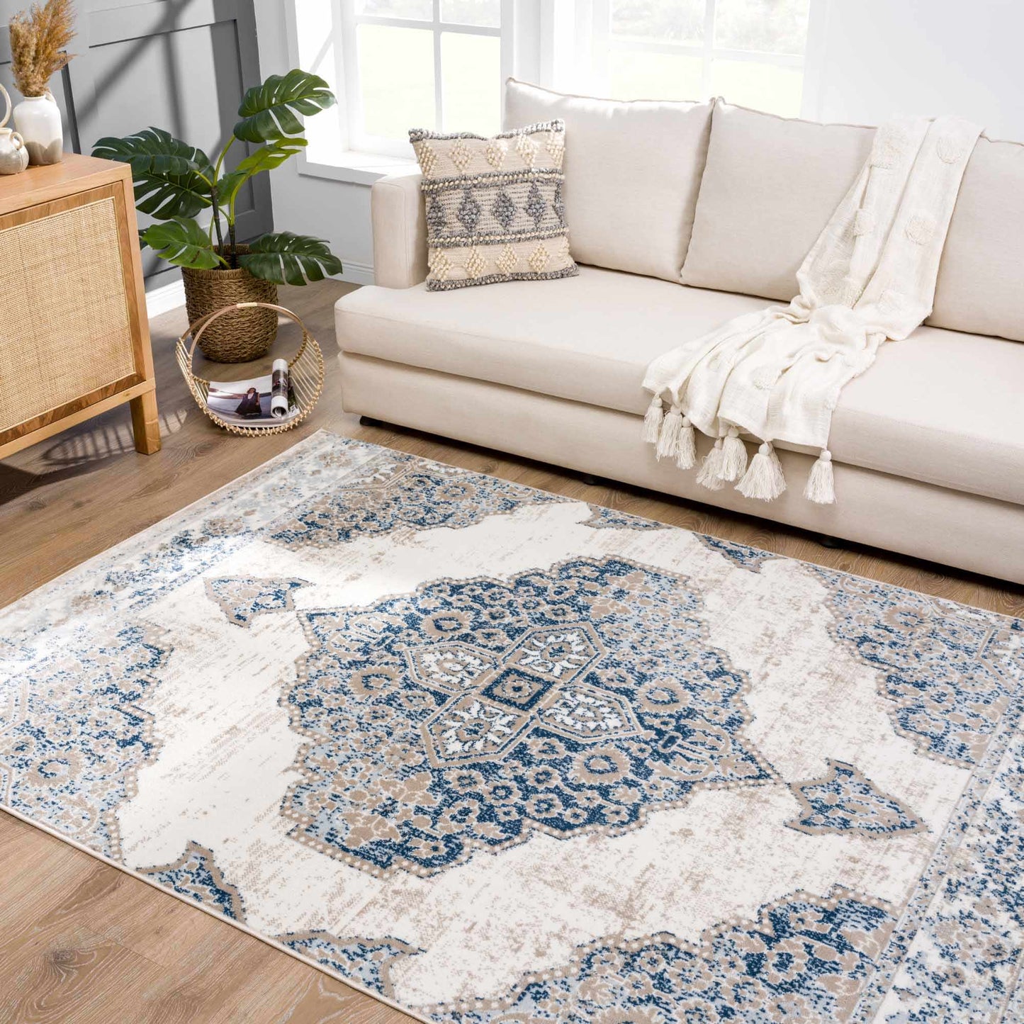 Amir Blue Medallion Area Rug