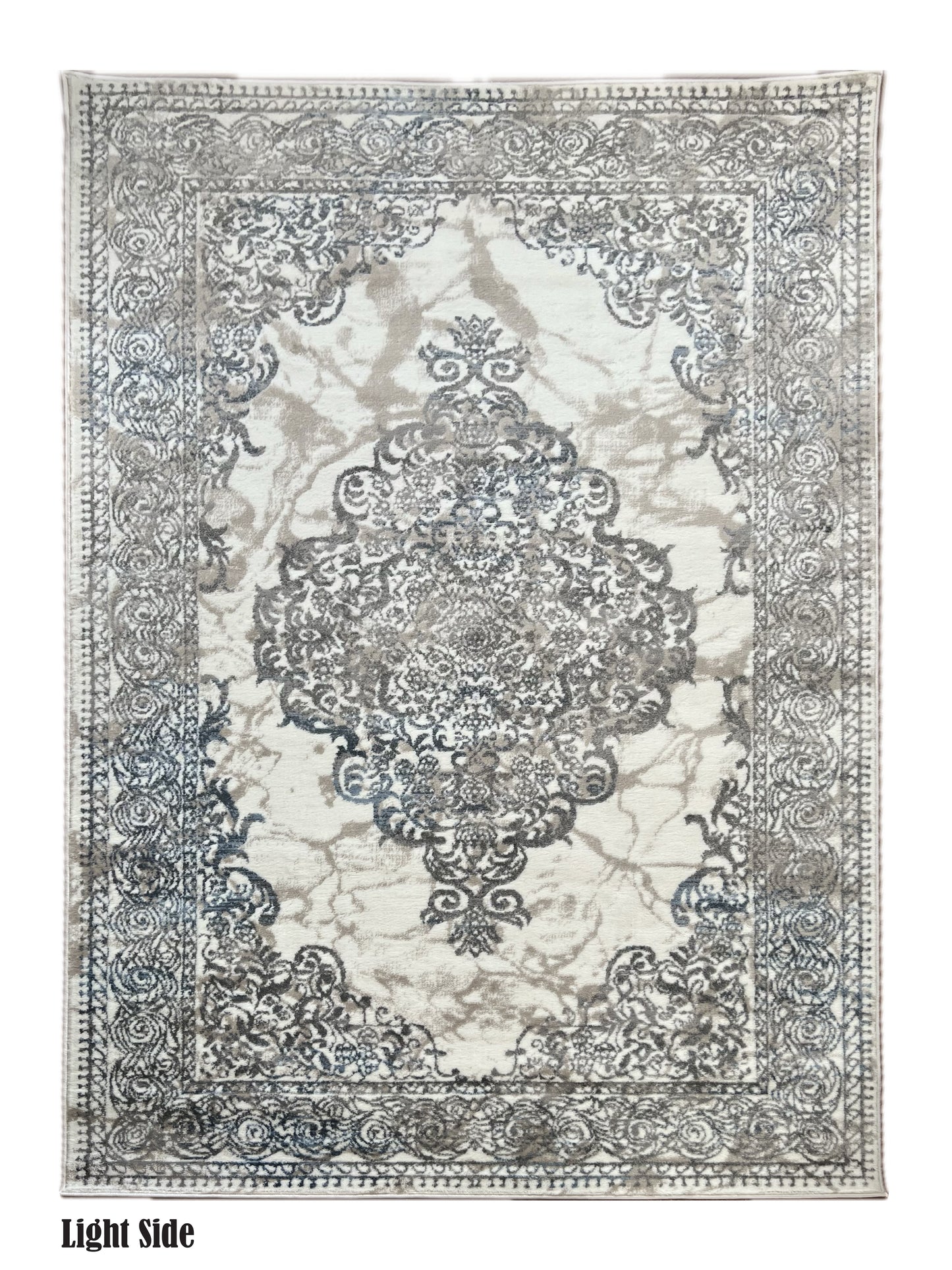 ROY's Home One Level Area Rugs, Classic Pattern - Shiny Ivory,Grey,Beige Yarn