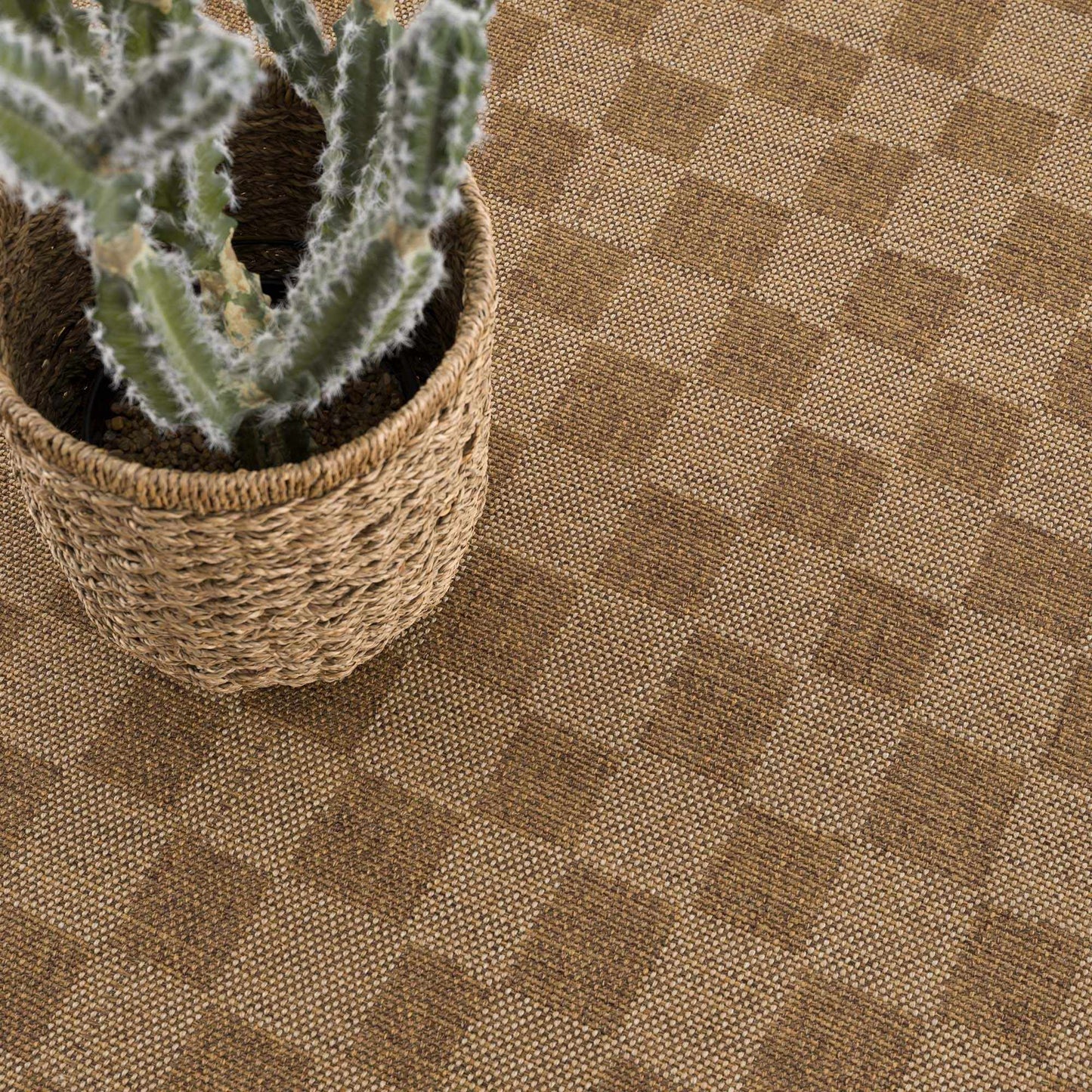 Kuval Checkered Brown Rug