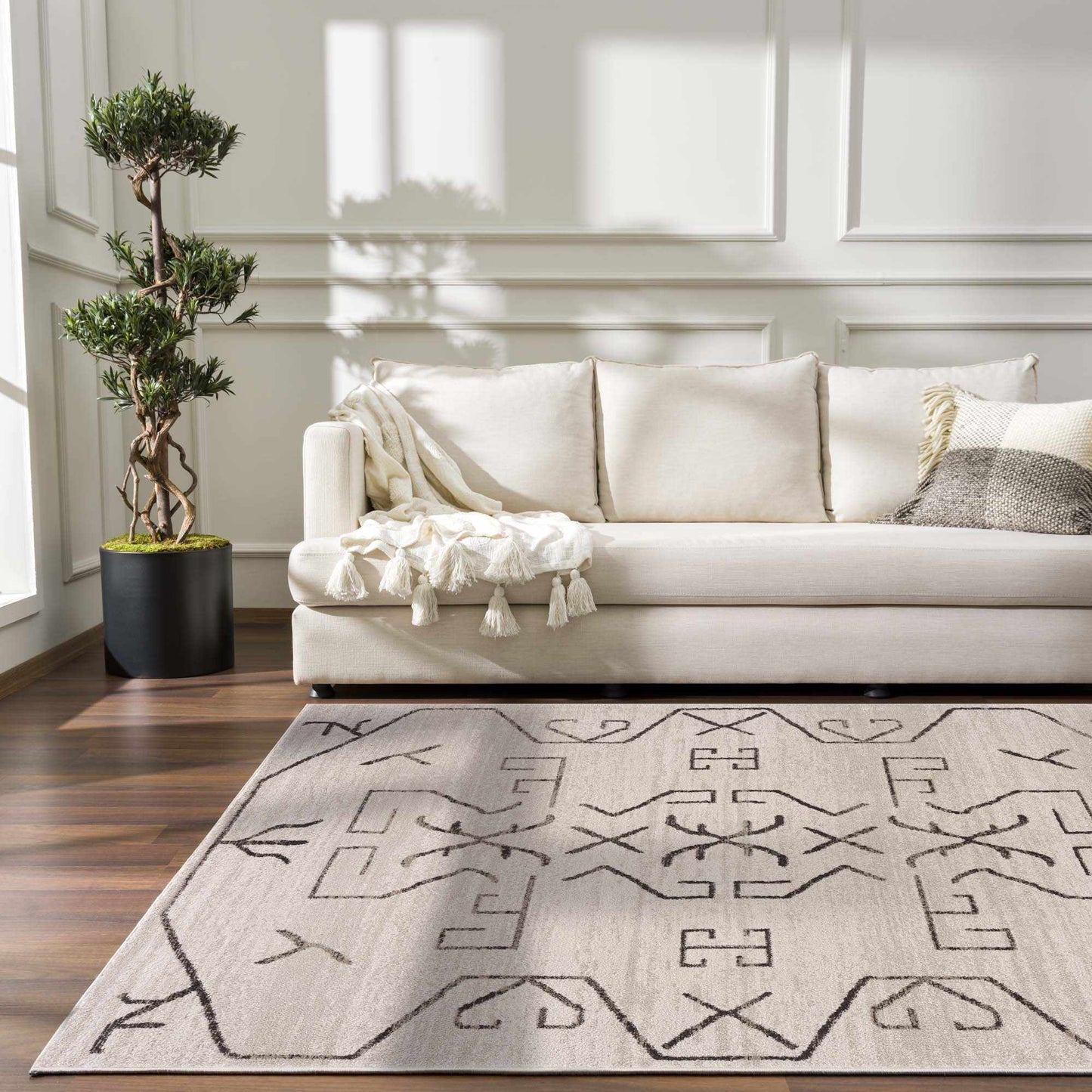 Azzan Cream & Charcoal Area Rug - Clearance