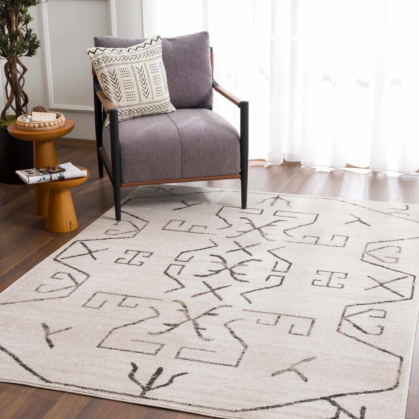 Azzan Cream & Charcoal Area Rug - Clearance