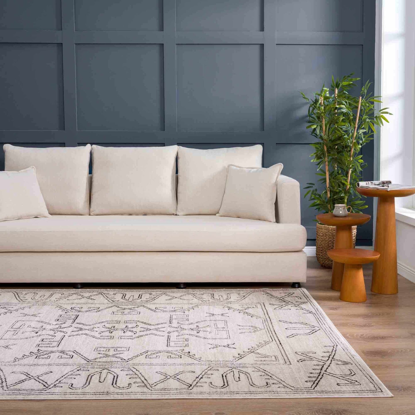 Divya Cream & Charcoal Area Rug - Clearance