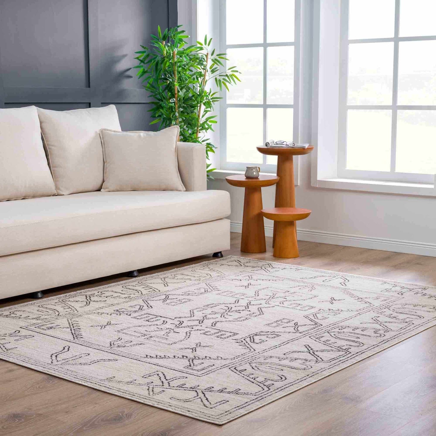 Divya Cream & Charcoal Area Rug - Clearance