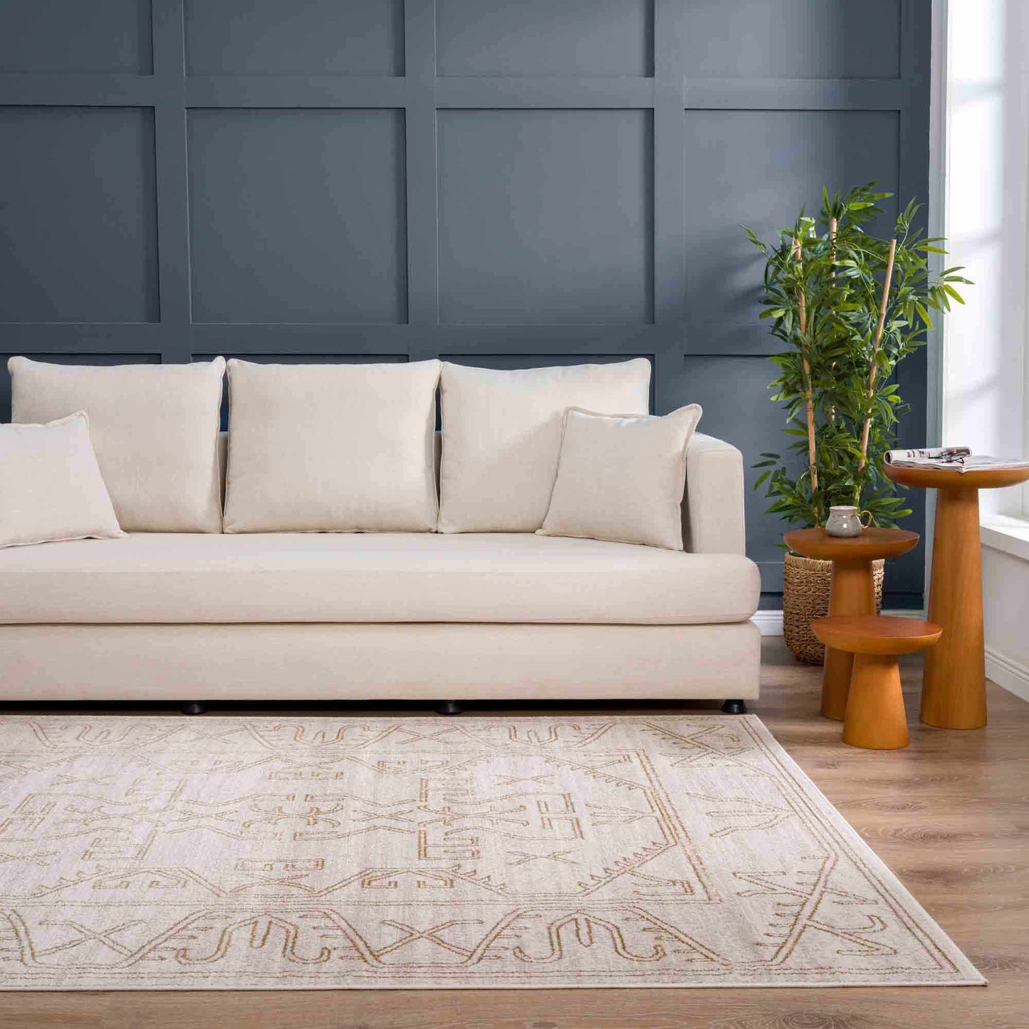 Divya Cream & Gold Area Rug - Clearance