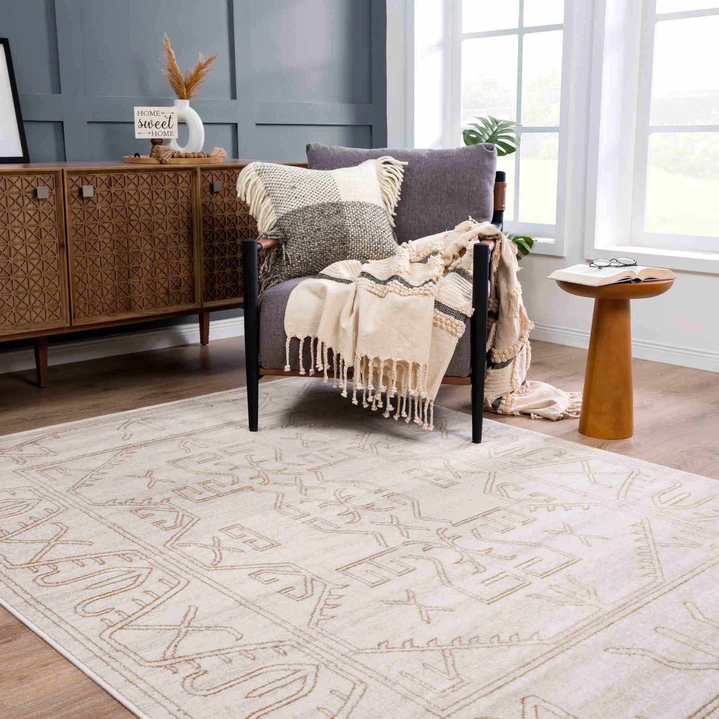 Divya Cream & Gold Area Rug - Clearance