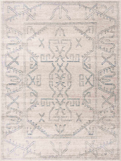 Divya Cream & Silver Blue Area Rug - Clearance