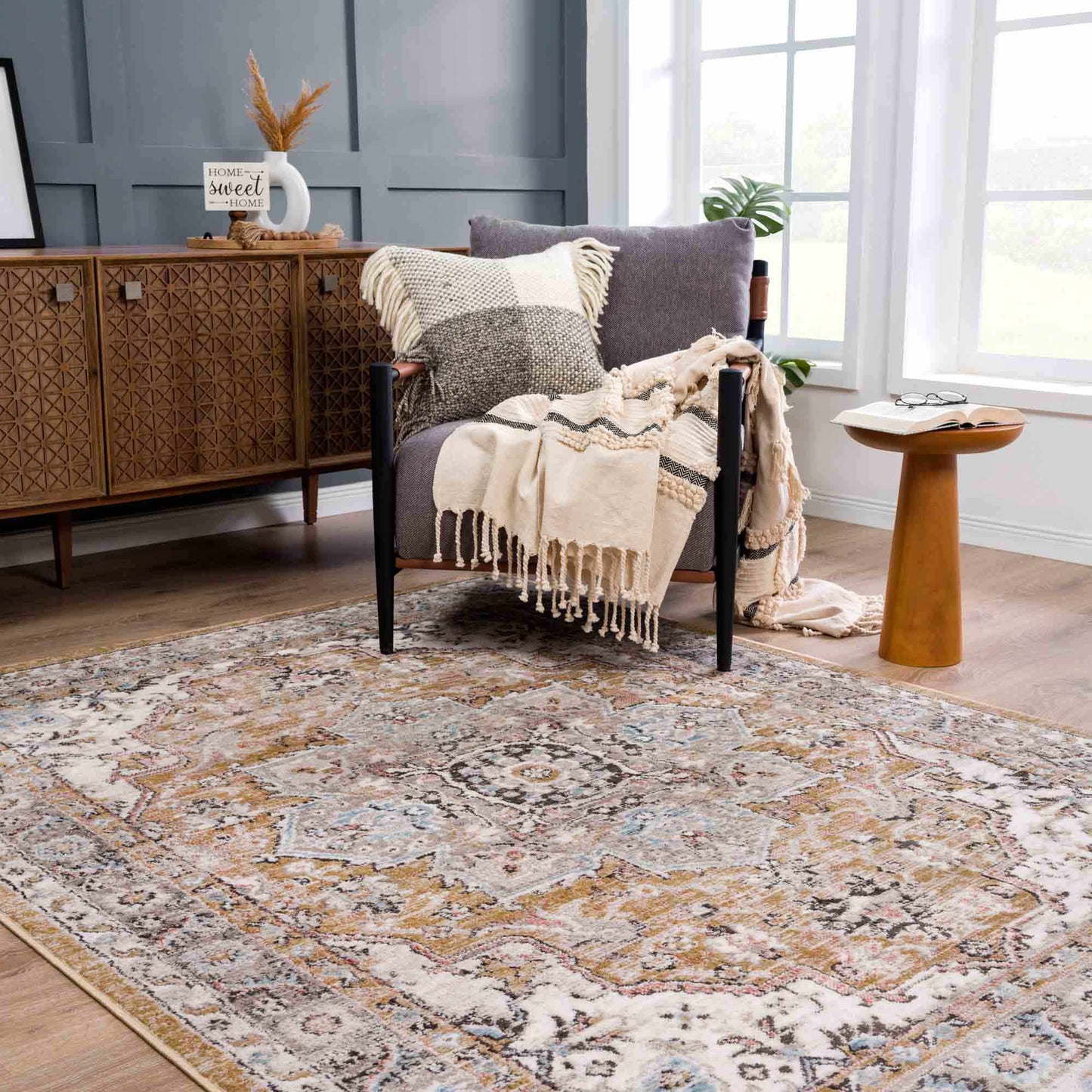 Albie Gold & Beige Area Rug - Clearance