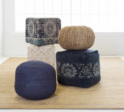 Kaumakani Jute Pouf in Dark Blue