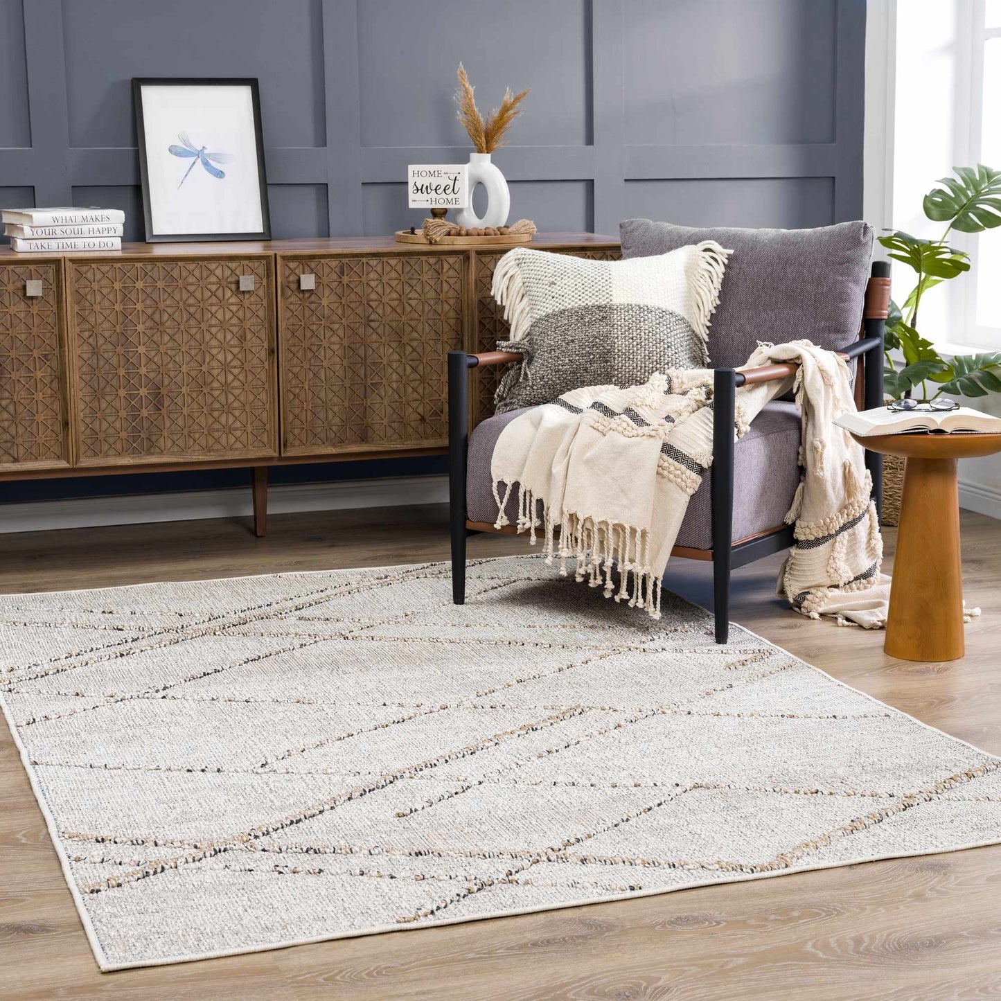 Baqer Bone & Tan Textured Performance Rug - Clearance