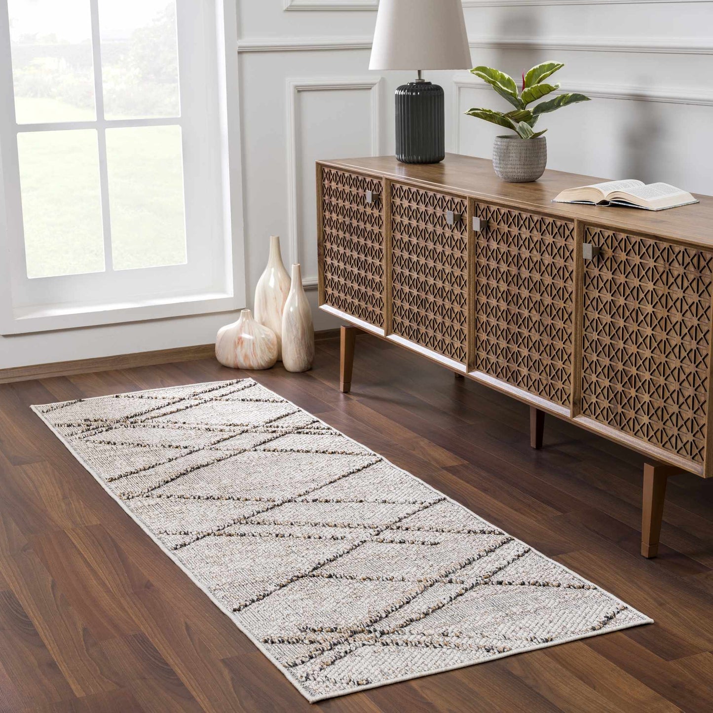 Baqer Bone & Tan Textured Performance Rug - Clearance