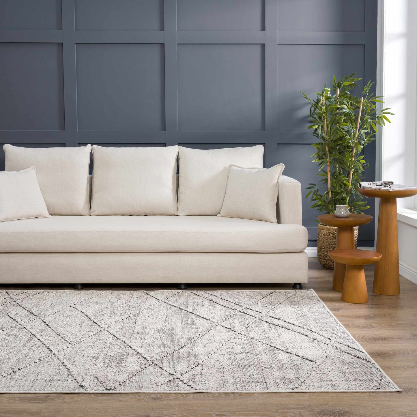 Baqer Bone & Taupe Textured Performance Rug - Clearance