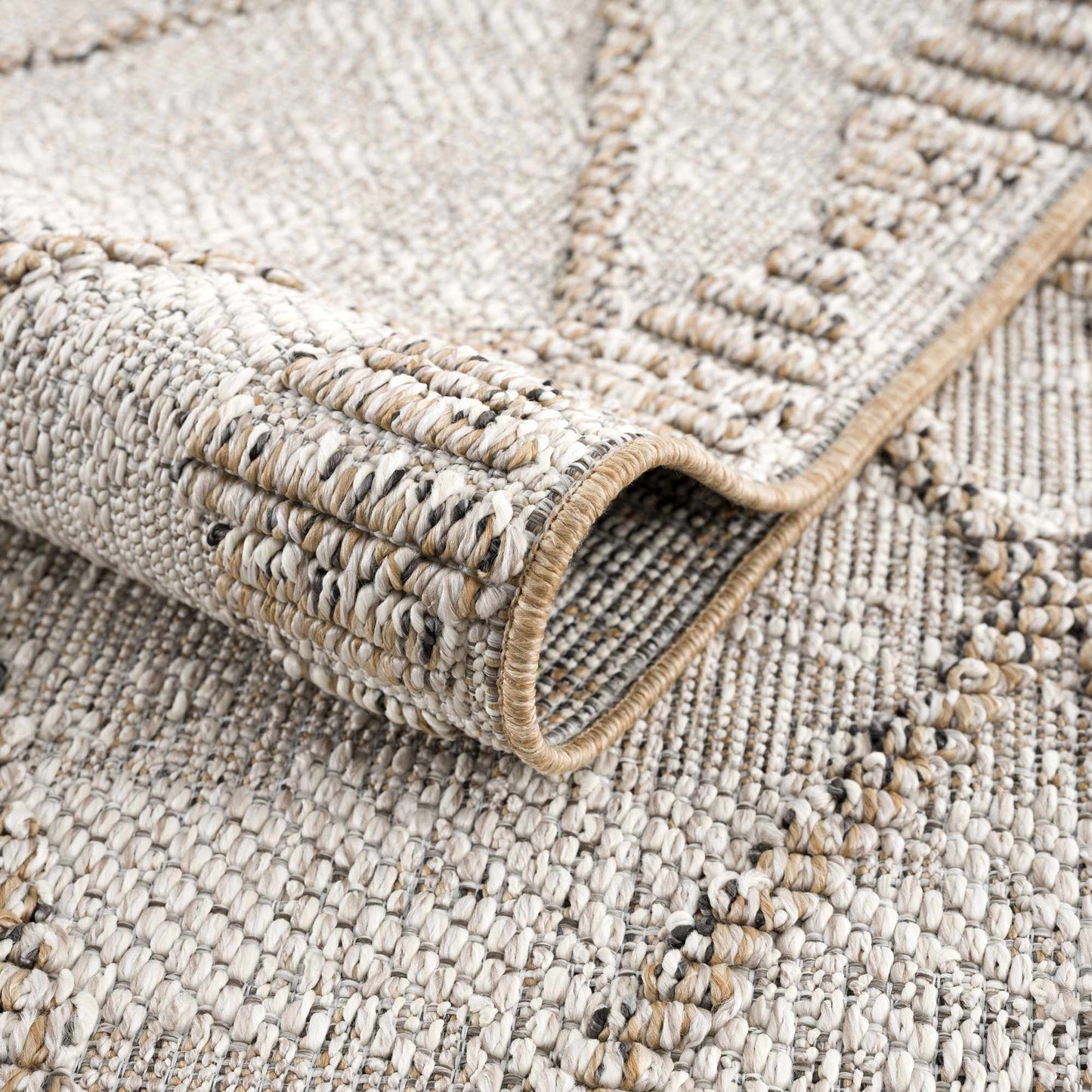 Nyla Bone & Tan Textured Performance Rug - Clearance