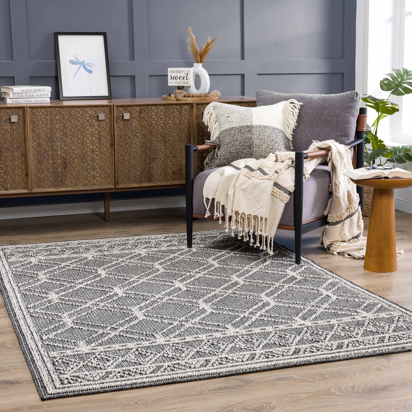 Diah Black & Bone Area Rug - Clearance