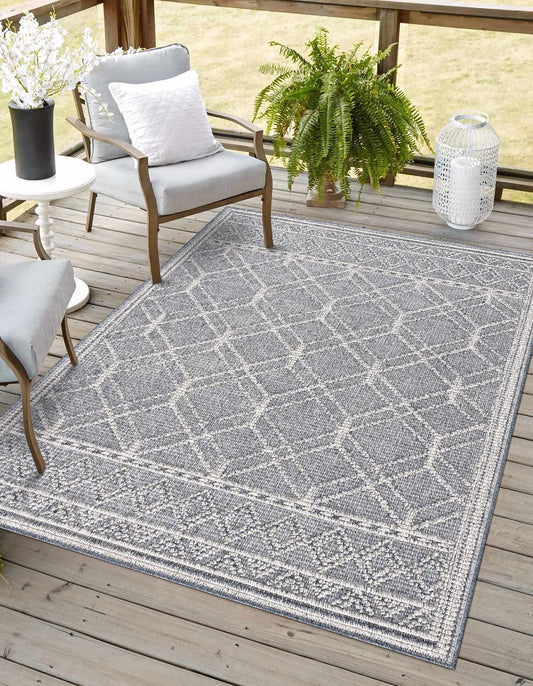 Diah Gray Blue & Bone Area Rug - Clearance