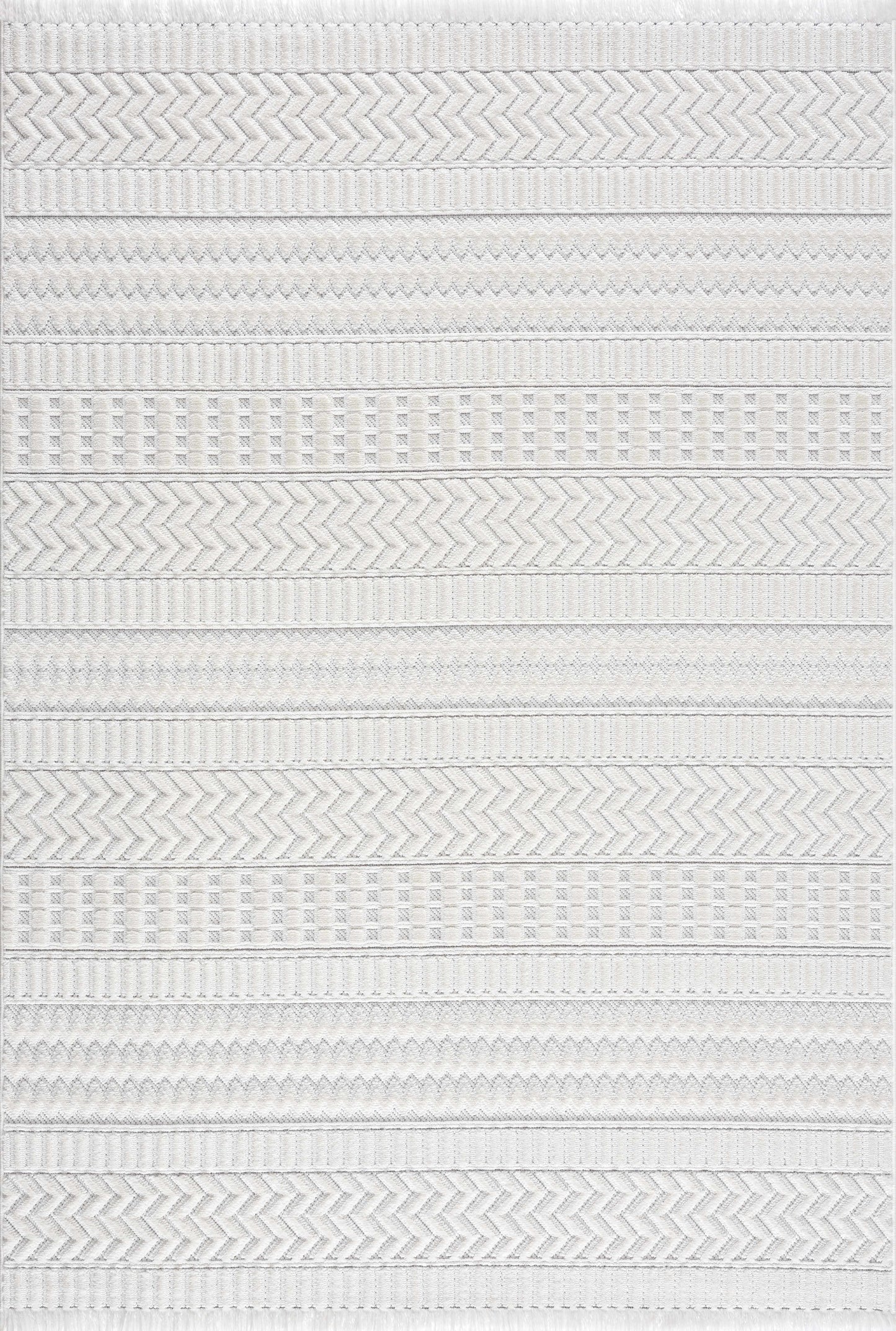 Cira Textured Fringed White Rug - Limited Edition