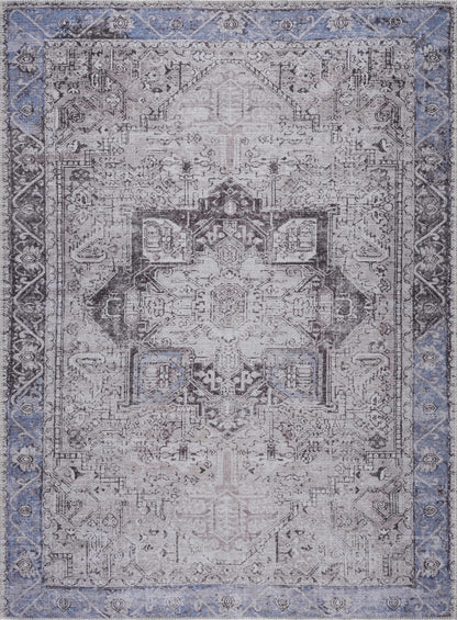 Rosman Blue&Beige Washable Area Rug - Clearance