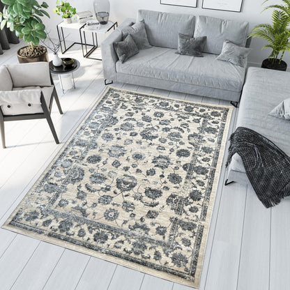 ROY's Home Two Level Design Area Rugs, Classic Pattern - Shiny Ivory,Grey,Beige Yarn