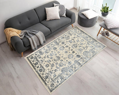 ROY's Home Two Level Design Area Rugs, Classic Pattern - Shiny Ivory,Grey,Beige Yarn