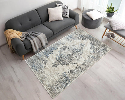 ROY's Home Two Level Design Area Rugs, Classic Pattern - Shiny Ivory,Grey,Beige Yarn