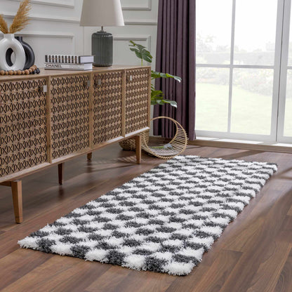 Atira Black & White Checkered Area Rug