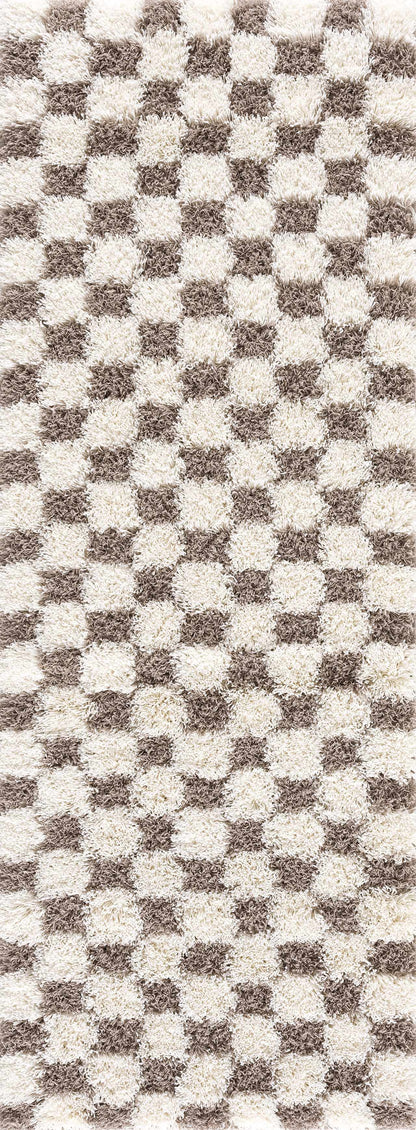 Atira Brown Checkered Area Rug