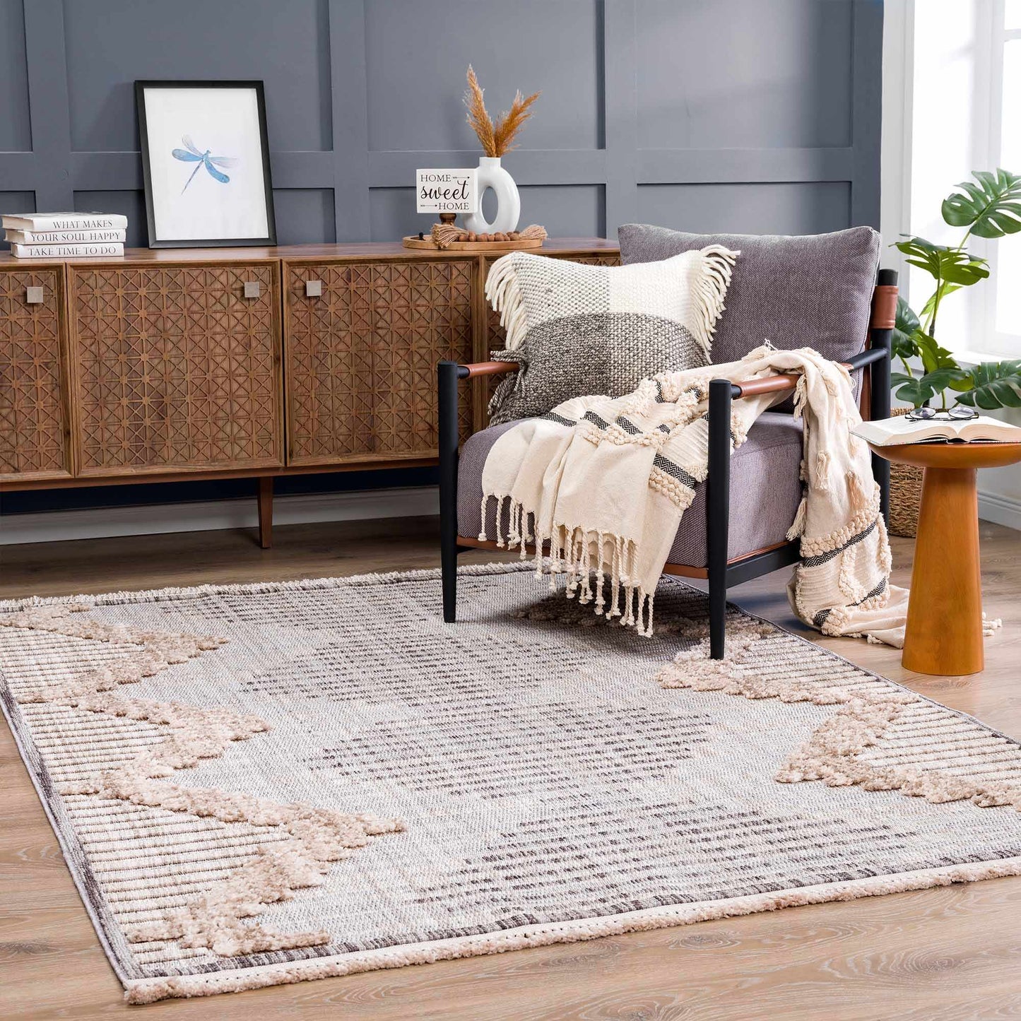 Maulawin Cream High-Low Area Rug