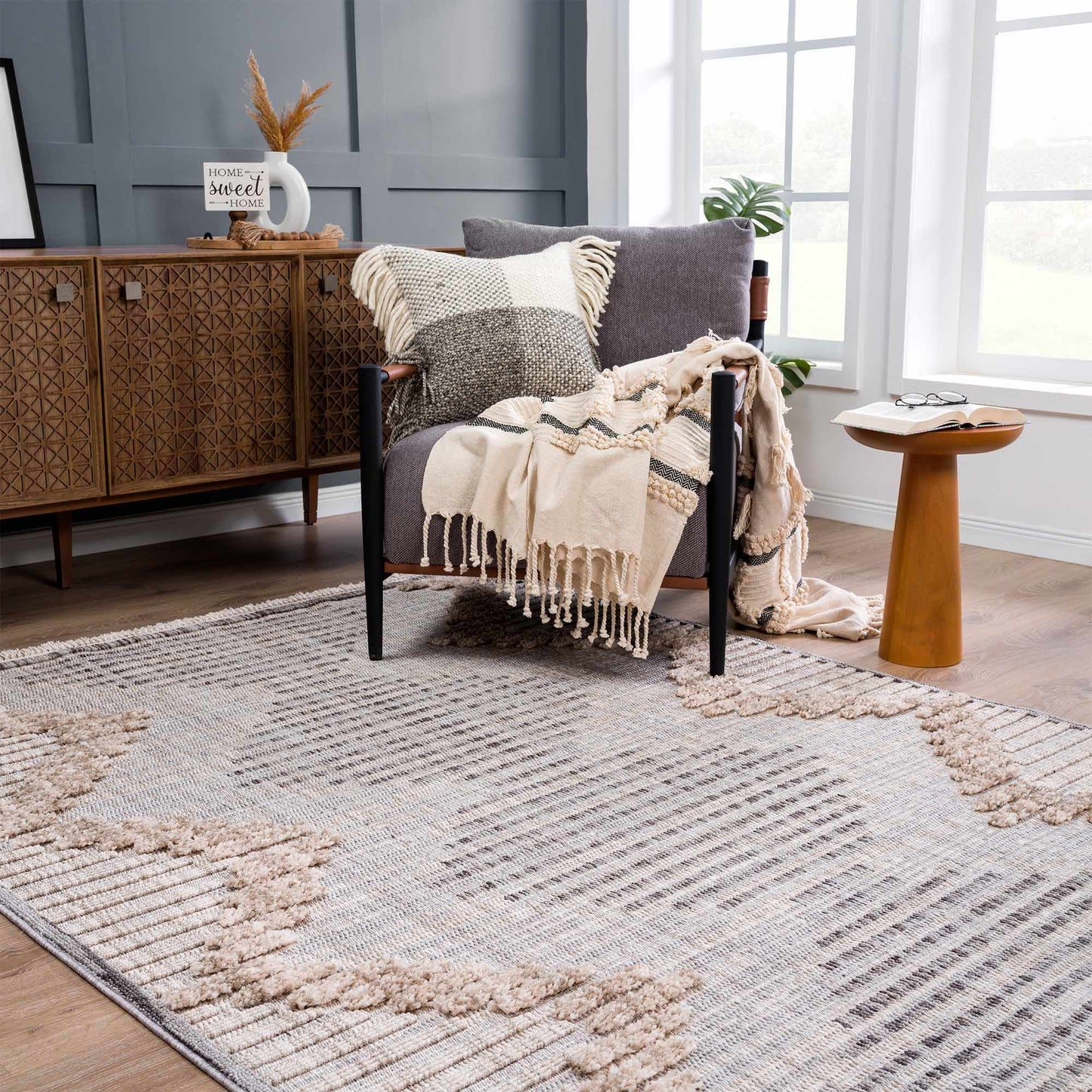 Maulawin Cream High-Low Area Rug