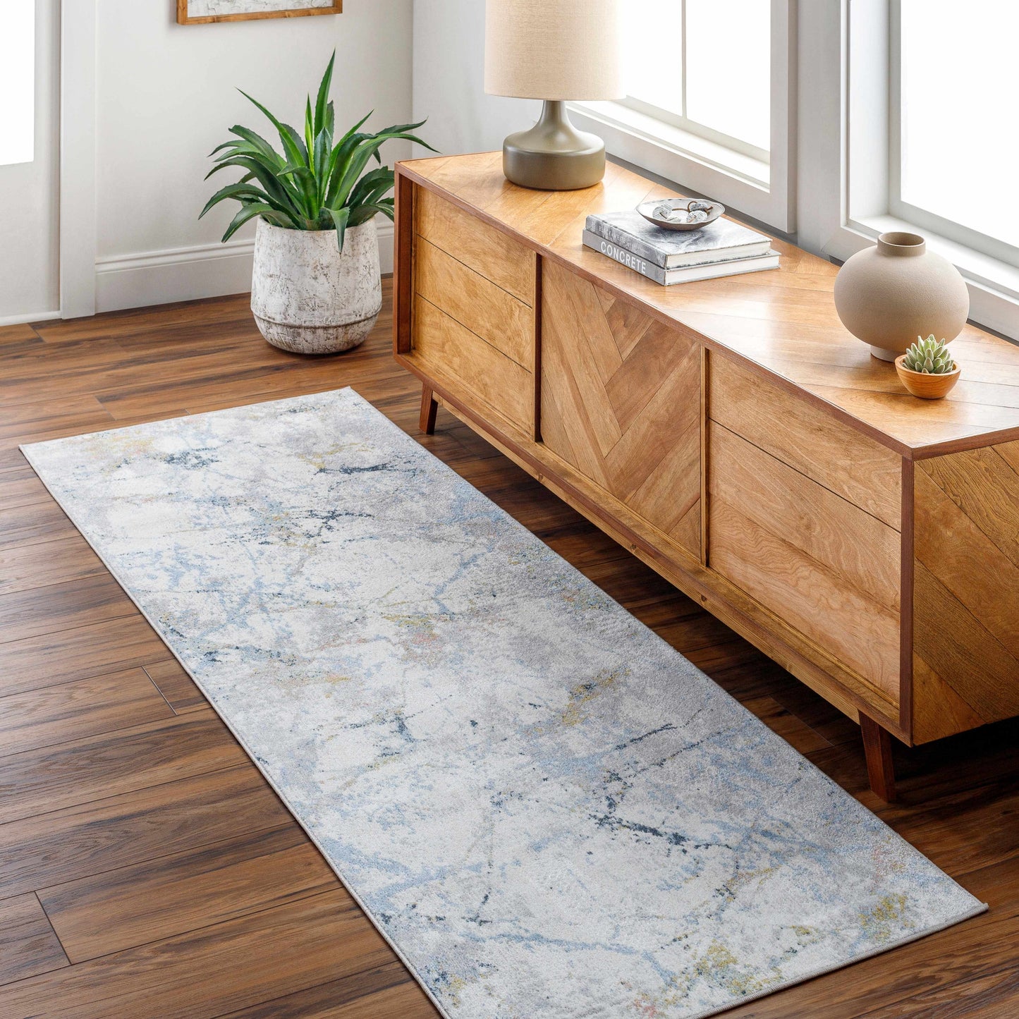 Ajamu Cream Marble Rug Washable - Clearance