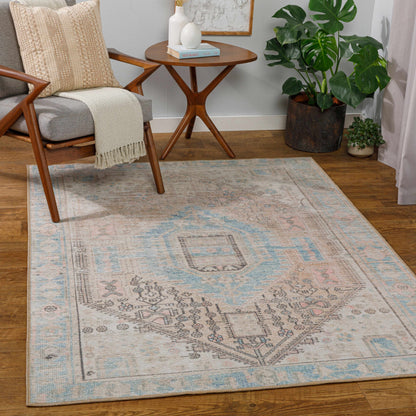 Light Olive Baloy Vintage Washable Area Rug