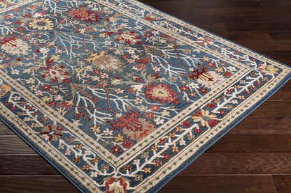 Neola Navy Blue Damask Area Rug