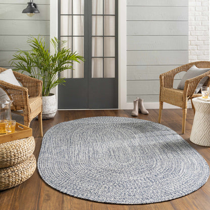 Blue Braided Faux Jute Rug