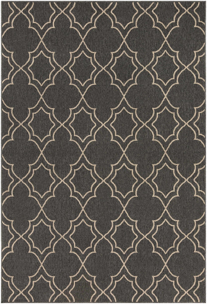 Unique Black Lattice Trellis Outdoor Rug