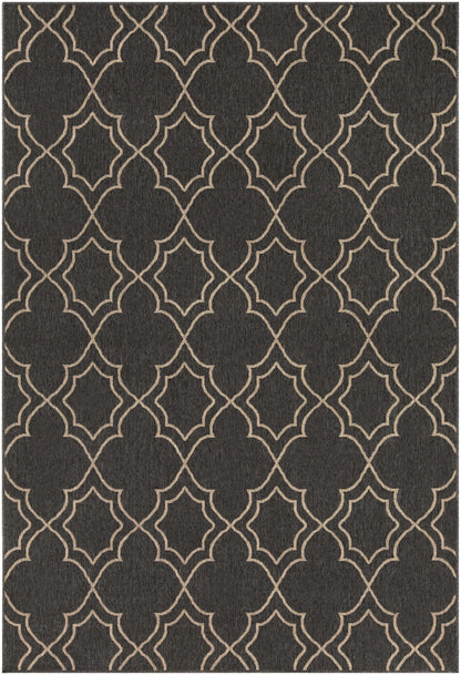 Unique Black Lattice Trellis Outdoor Rug