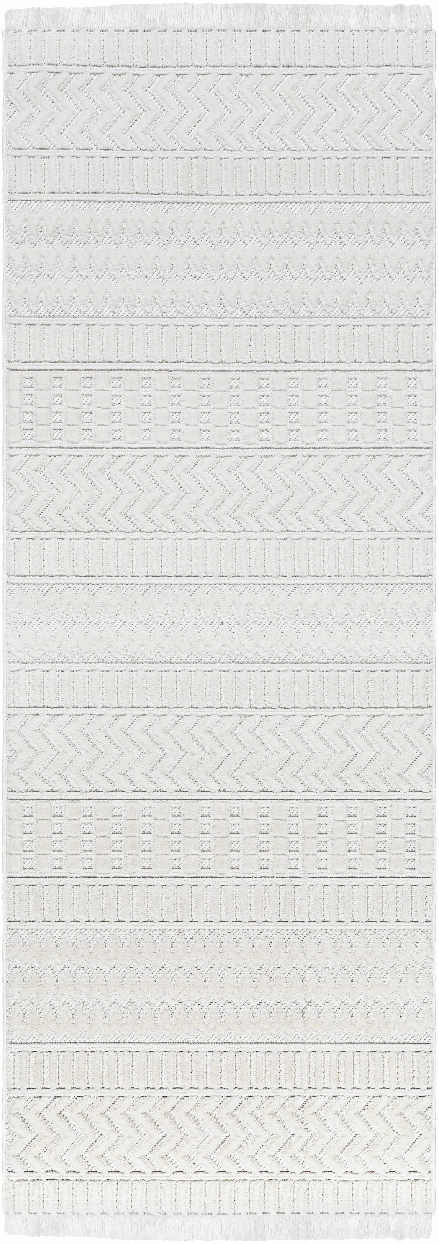 Cira Textured Fringed White Rug - Limited Edition