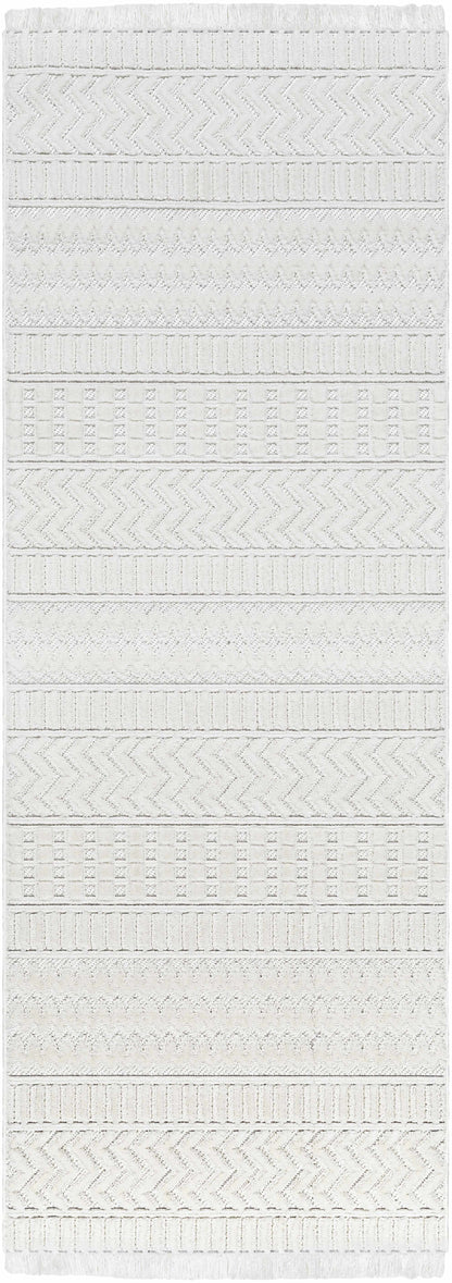 Cira Textured Fringed White Rug - Limited Edition