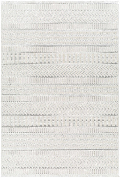 Cira Textured Fringed White Rug - Limited Edition