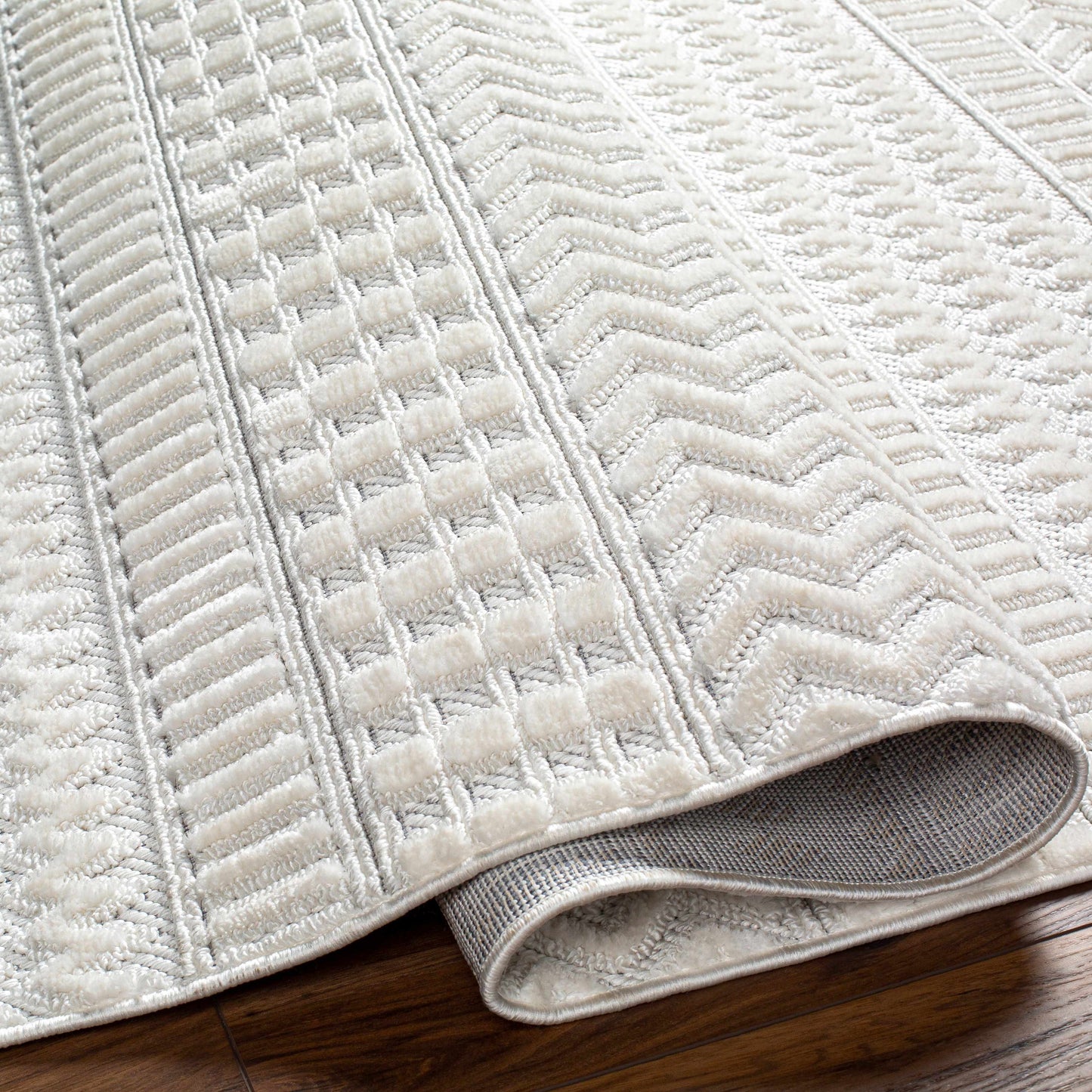 Cira Textured Fringed White Rug - Limited Edition